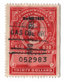 R688 - 1955 $30 U.S. Internal Revenue Stamp, Carmine, No Gum