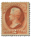 MRS1557 - 1879 2c Vermilion Jackson (Scott #183) with Black Skull and Crossbones Cancel