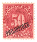PHJ5 - 1899 50c Philippine Islands Postage Due, Deep Claret, Double Line Watermark, Perf. 12