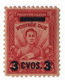 PHNJ1 - 1942 3c on 4c with Blue Bar, Philippines Occupation Postage Due, Post Office Clerk, Brown Red