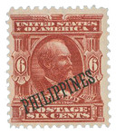 PH231 - 1903-04 6c James A. Garfield, Brown Lake, Philippines Black Overprint