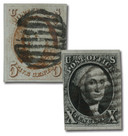 1-2 offer - 1847 5c Franklin & 10c Washington, First Two Stamps of the United States