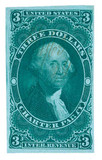 R85a - 1862-71 $3 U.S. Internal Revenue Stamp, Charter Party, Green, Imperf.