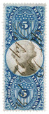 R127 - 1871 $5 U.S. Internal Revenue Stamp, Blue & Black