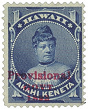 H54 - 1893 1c Princess Likelike, Blue, Hawaii, Red Overprint