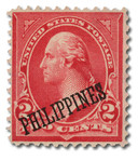PH214 - 1899 2c Washington, Red, Type IV, Double Line Watermark, Philippines Black Overprint
