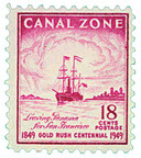 CZ145 - 1949 18c Departure for San Francisco, Deep Red Lilac, Canal Zone