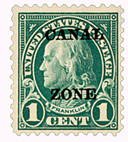 CZ71 - 1924 1c Franklin, Deep Green, Canal Zone Overprint Type A