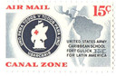 CZC32 - 1961 15c Canal Zone Airmail, US Army Caribbean School Emblem, Red & Blue