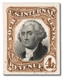 R136P4 - 1871-72 4c U.S. Internal Revenue Stamp, Brown & Black, Plate Proof on Card