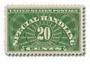 QE3 - 1928 20c Special Handling, Yellow Green