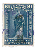 R190 - 1902 $1 Documentary, Green, Black Overprint, Ornamental Numerals
