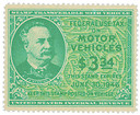 RV46 - 1945 $3.34 Motor Vehicle Use Tax, bright blue green & yellow green (gum on face, control no. & inscription on back)