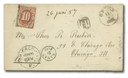MRS1613 - 1884 10c Postage Due (#J19) on Cover From Gegle, Sweden to Chicago, IL