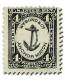 RO32b - 1871-77 4c Wm. Bond & Co. Anchor Match, Black, Silk Paper