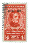 R551 - 1950 $4 U.S. Internal Revenue Stamp, Carmine