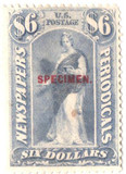 PR73SD - 1879 $6 Newspaper & Periodical, Specimen, Blue