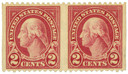 554a - 1923 2c Washington, Carmine, Perf. 11, Horizontal Pair, Imperf. Vertical