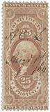 R49 - 1862-71 25c U.S. Internal Revenue Stamp, Protest, Red, Perf. 12