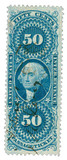 R61 - 1862-71 50c U.S. Internal Revenue Stamp, Passage Ticket, Blue, Perf. 12