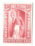 PR68P4 - 1879 72c Newspaper & Periodical, Red, Plate Proof on Card