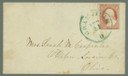 MRS1476 - 1857-61 3c Type III Single (Scott #26) Tied on Cover by Green Ohio CDS Cancel