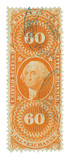 R64 - 1862-71 60c U.S. Internal Revenue Stamp, Inland Exchange, Orange, Perf. 12