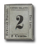 H18 - 1863 2c Numeral, Black, Hawaii, Blue Gray Paper
