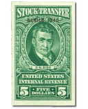 RD83a - 1940 $5 Stock Transfer Stamp, Bright Green, Imperf.