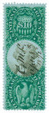 R149 - 1872 $10 U.S. Internal Revenue Stamp, Green & Black