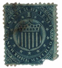 RO136a - 1862-71 1c New York Match Co., Blue, Old Paper
