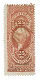 R45 - 1862-71 25c U.S. Internal Revenue Stamp, Entry of Goods, Red, Perf. 12