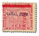 CZ1 - 1904 2c Map of Panama, Rose, Canal Zone Handstamped Violet to Violet Blue Horizontal Overprint