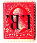 R155c - 1898 2c U.S. Internal Revenue Stamp, Pink, Type III, Blue Overprint Type B Inverted