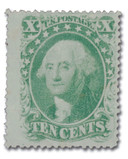35 offer - 1859 10c Washington, Green, Type V, Perf. 15.5