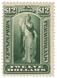 PR75 - 1879 $12 Newspaper & Periodical Stamp, Yellow Green, Soft Paper