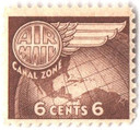 CZC22 - 1951 6c Canal Zone Airmail, Globe & Wing, Light Brown
