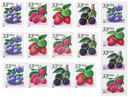 3294//3407 - 1999-2000 33c Fruit: Berries, set of 16 stamps