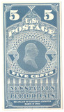 PR4P4 - 1865 5c Newspaper & Periodical, Blue, Plate Proof on Card