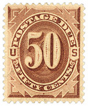 J7 - 1879 50c Postage Due Stamp - brown