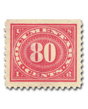 R239 - 1917 80c U.S. Internal Revenue Stamp, Carmine Rose, Double Line Watermark, Perf. 11