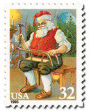 3008 - 1995 32c Santa Building a Sled, Booklet Single