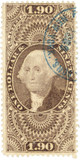 R80 - 1862-71 $1.90 US Internal Revenue Stamp - Foreign Exchange, old paper, purple