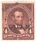 G4S - 1899 4c Abraham Lincoln, Lilac Brown, Guam Black Overprint, Specimen