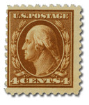 465 offer - 1916 4c Washington, Orange Brown, Unwatermarked, Perf. 10