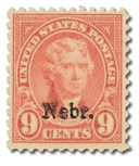 678 - 1929 9c Thomas Jefferson, Light Rose, Nebraska Overprint