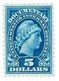 R244 - 1917-33 $5 U.S. Internal Revenue Stamp, Dark Blue, Double Line Watermark, Perf. 11, Without "Series 1914"