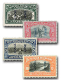 CZ42-45 - 1915 Blue Canal Zone Overprints Type II, Complete Set of 4 Stamps