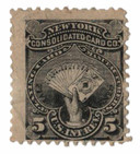 RU14b - 1871-77 5c New York Consolidated Card Co., Black, Silk Paper