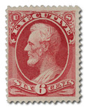 O13 - 1873 6c Executive Department Official, Carmine, Hard Paper